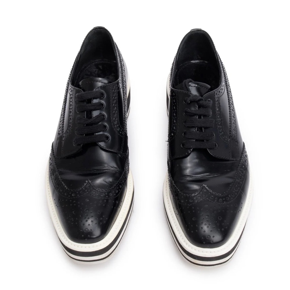 PRADA Spazzolato Oxford Platform Shoes